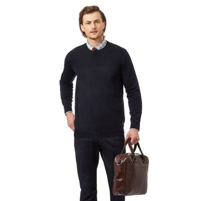 Hammond & Co. by Patrick Grant Navy rich lambswool moss stitch jumper